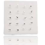 Trade Shop Traesio-set 3 Pezzi Piercing Orecchini Naso 2.5 Mm Croce Crocifisso Argento 925 Sterling -