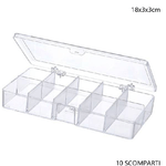 Trade Shop Traesio-scatola Portaoggetti 10 Scomparti Pratica Scatola Contenitore Misura 18x3x3 Cm -