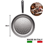 Trade Shop Traesio-padella Per Castagne Caldarroste In Ferro 30 Cm Manico In Ferro Utensile Cucina -