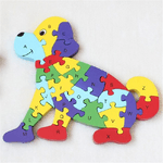 Trade Shop Traesio-3d Puzzle Legno Forma Di Cane Educativo Lettere Alfabeto Bambini Imparare -