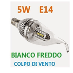 Trade Shop Traesio-lampada 20 Led 5w Colpo Soffio Di Vento  E14 Trasparente Lampadina Bianco Freddo -