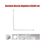 Trade Shop Traesio-telaio Tenda Tende Bastone Asta Doccia E Vasca Da Bagno Colore Bianco 80 X 80 Cm -