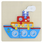 Trade Shop Traesio-puzzle 3d Blocchi Legno Forma Di Nave Educativo Colorato Gioco Bambini Barca -