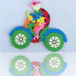 Trade Shop Traesio-3d Puzzle Legno Forma Di Bici Educativo Lettere Numeri Bambini Imparare -