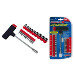 Trade Shop Traesio-set Kit Cacciaviti Inserti Intercambiabili Con Manico A T 21pcs 21 Pezzi -