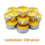 Trade Shop Traesio-set 120 Pezzi Candele Bianche Profumate Fragranza Limone Tealight Lumini -