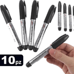 Trade Shop Traesio-set 10 Pennarelli Marker Colore Nero Indelebile Per Vetro Metallo Scuola Ufficio -