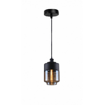 Trade Shop Traesio-lampadario A Sospensione Vintage Soffitto Attacco E27 Effetto Ambrato Nero Lp-14 -