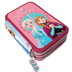 Trade Shop Traesio-astuccio Portapastelli Scuola 3 Zip Frozen Accessoriato Con Pastelli Pennarelli -