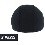 Trade Shop Traesio-3 Pz Cuffia Piscina Mare Nuoto Pressata Monocolore Nera Con Fascia Elastica 2 Cm -