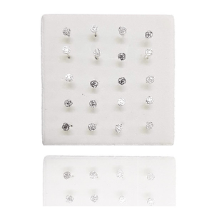 Trade Shop Traesio-set 3 Pezzi Piercing Orecchini Naso 2.5 Mm Rosa Rosellina Argento 925 Sterling -