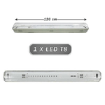 Trade Shop Traesio-plafoniera Stagna 1 Neon Led Tubo T8 G13 Da 120 Cm Parete Soffitto Ip65 T8-120ss -