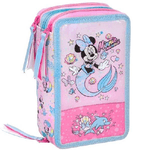 Trade Shop Traesio-astuccio Scuola Minnie Mouse Multiscomparto 3 Zip Pennarelli Giotto 20x13x6cm -