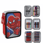 Trade Shop Traesio-astuccio Triplo Spiderman 3 Zip Completo Accessoriato Bambini Scuola -