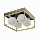 Trade Shop Traesio-plafoniera Da Soffitto Lampada In Metallo Nero Bronzo Con 4 Sfere Vetro G9 C76-4 -