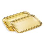 Trade Shop Traesio-2 Pezzi Vassoio Porta Sotto Torta 20x28cm Oro Rettangolare Piatto Dolci Cartone -