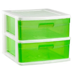 Trade Shop Traesio-cassettiera A 2 Cassetti Piani Per Bricolage E Uso Domestico Colore Verde Pvc -