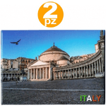 Trade Shop Traesio-2pz Calamita Souvenir Piazza Plebiscito Napoli Monumenti Magnete Plastica Frigo -