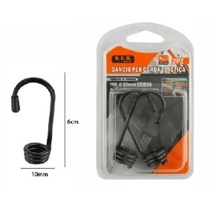 Trade Shop Traesio-set 2 Pezzi Gancio Per Corda Elastica 10 X 6mm Ganci Corde Imbracatura Auto Bici -