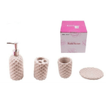 Trade Shop Traesio-set 4 Accessori Bagno Ss0009 In Ceramica Portasapone Porta Spazzolino Dispenser -