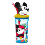 Trade Shop Traesio-bicchiere Con Cannuccia Integrata Mickey Mouse Topolino In 3d Capienza 360 Ml -