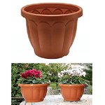 Trade Shop Traesio-vaso Fioriera Classico Diametro 45 Cm In Plastica Per Piante Fiori Da Esterno -