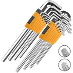 Trade Shop Traesio-set Kit Combo 18 Chiavini 9 Torx Forati T10-t50 Brugola + 9 Esagonali 1,5 A 10mm -