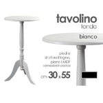 Trade Shop Traesio-tavolo Tavolino Tondo Bianco In Legno 30x55 Cm Salotto Giardino Arredamento Casa -