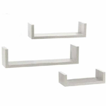 Trade Shop Traesio-set 3 Mensole Da Parete Moderne Design Con Bordi Mensola Scaffale Legno Bianco -