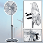 Trade Shop Traesio-ventilatore A Piantana Cromato 4 Pale 40cm Oscillante 3 Velocita' H 115 Cm 60 W -