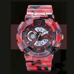 Trade Shop Traesio-orologio Sportivo Sanda Uomo Resistente Acqua Cronografo Camouflage Rosso -