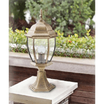 Trade Shop Traesio-lampione Giardino 48cm Lanterna In Vetro E27 Luce Esterno Alluminio Es45 Bronzo -