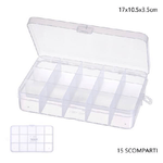 Trade Shop Traesio-scatola Portaoggetti 15 Scomparti Pratico Contenitore Misura 17x10.5x3.5 Cm -