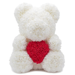 Trade Shop Traesio-orsacchiotto Orsetto Orso Di Rose Con Fiori Da 40cm Bianco Con Cuore Rosso -