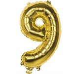 Trade Shop Traesio-palloncino Numero 9 Oro 35cm Elio Decorazione Compleanno Party Festa -