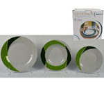 Trade Shop Traesio-set 18 Piatti Di Ceramica Piani Fondi Frutta Piatto Da Portata Linea Luna Verde -