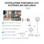 Trade Shop Traesio-ventilatore Portatile P21 Batteria Ricaricabile Salvaspazio Pieghevole Silenzioso -