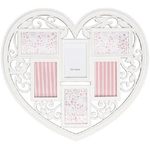 Trade Shop Traesio-portafoto A Forma Di Cuore Bianco In Pvc Con 6 Fotografie 60x60cm Foto Amore -