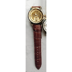 Trade Shop Traesio-orologio Polso Zcc Romani Uomo Automatico Cinturino Pelle Casual Marrone Dorato -