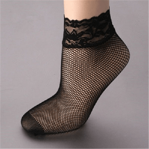 Trade Shop Traesio-calzino Calzini Velati Gambaletto Corto Nero Rete Pizzo Merletto Calze Lingerie -