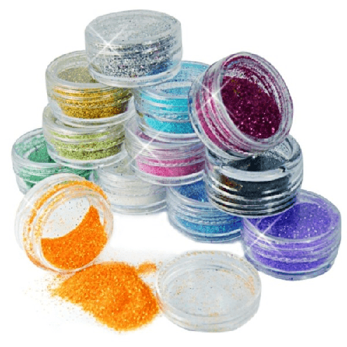 Trade Shop Traesio-set 2 Pz. Barattoli Glitter Polvere Sottile Nail Art Strass Brillantini Unghie -
