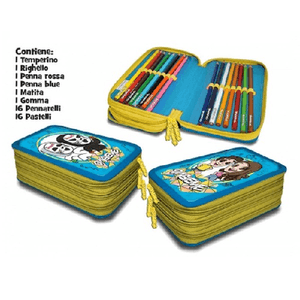 Trade Shop Traesio-astuccio Completo 3 Scomparti Zip Donuts Bts Portapastelli Pennarelli Scuola -