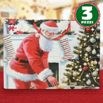 Trade Shop Traesio-3 Buste Da Regalo Stampa Babbo Natale Classico Con Manici Rossi 40x20x55cm -