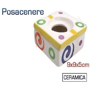 Trade Shop Traesio-posacenere Porta Cenere Fantasia In Ceramica 9x9x5cm Design Moderno Casa Ufficio -