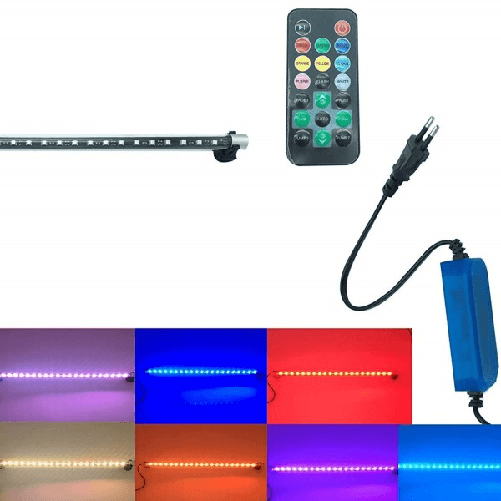 Trade Shop Traesio-lampada Immersione Decorativa T4 Led Rgb Telecomando Acquari 60 Cm 6 W Ventose -