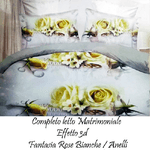 Trade Shop Traesio-completo Letto 3d Lenzuola Matrimoniale Sotto Sopra Copricuscini Rose Con Anelli -