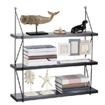 Trade Shop Traesio-libreria Mensole Scaffale Parete Design Moderna Legno Metallo 3 Ripiani Nero -