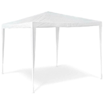 Trade Shop Traesio-gazebo 3x3mt Tenda Esterni Arredo Giardino Tetto Antipioggia Idrorepellente Bianco -