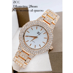 Trade Shop Traesio-orologio Polso Zcc Donna Quarzo Acciaio Moda Brillantinato Rosa Quadrante Bianco -