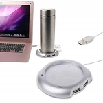 Trade Shop Traesio-scaldatazza Bicchiere Elettrico 4 Porte Usb Pc Laptop Sottobicchiere Tè Caffè Tisana -